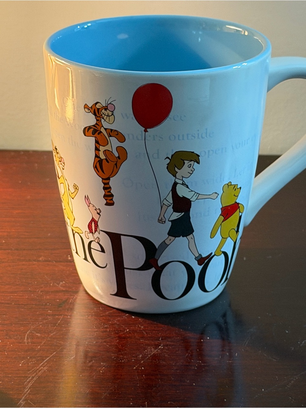 Disney Store Winnie the Pooh Christopher Robin Friends Blue Ceramic Mug